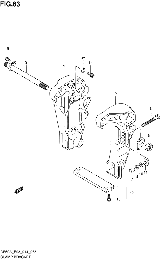 Зажимной кронштейн ((DF60A E03)) для Suzuki DF50A QHS/L; T(H)S/L