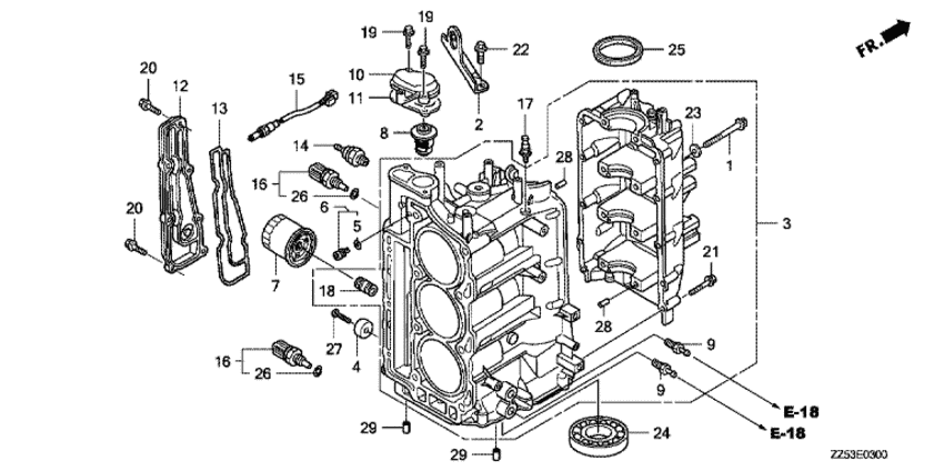 Блок цилиндров в сборе для Honda 40