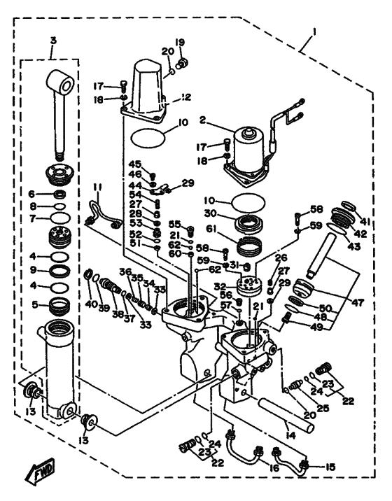 Система гидроподъёма и наклона в сборе (see для Yamaha 75 E(M/H/D/T)L