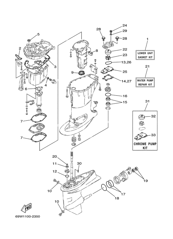 Ремонтный комплект 3 для Yamaha F40 ETL