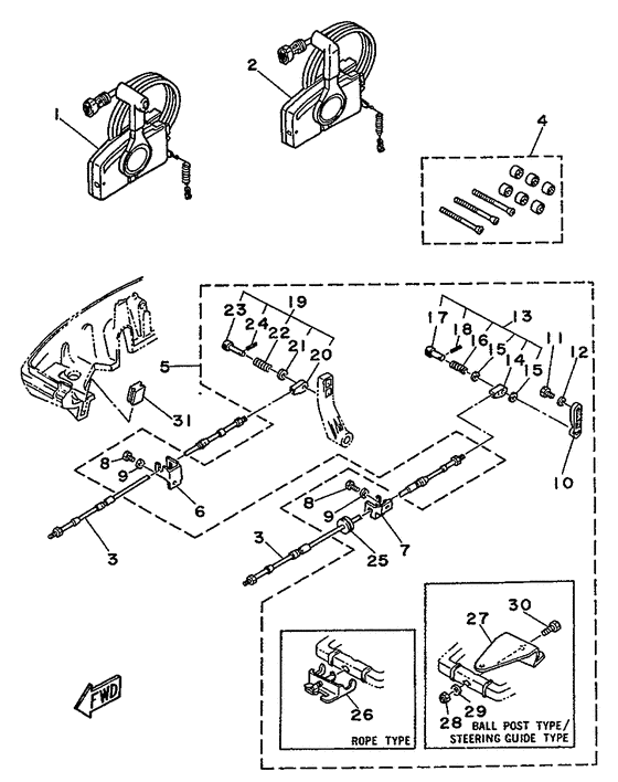 Дистанционное управление для Yamaha 25 (E)MHS/L
