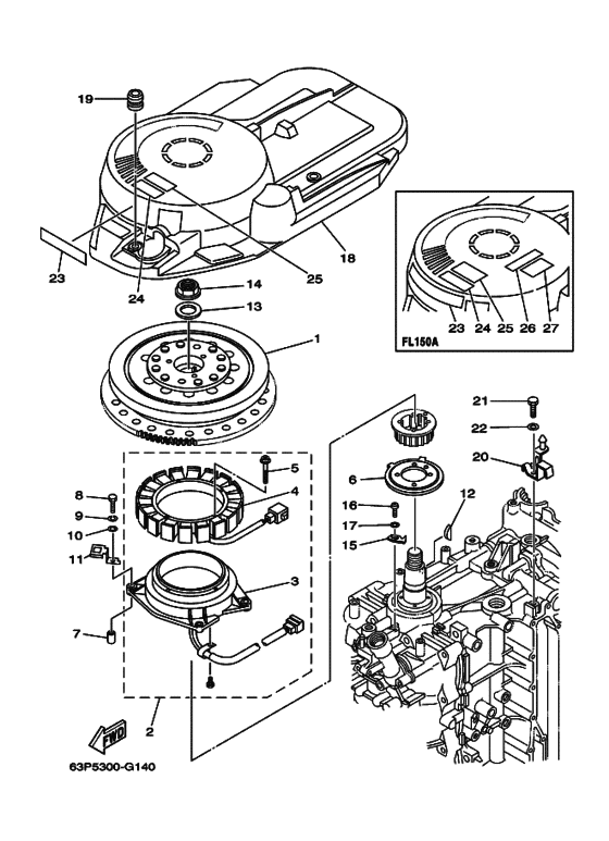 Генератор для Yamaha F150 ETL/X