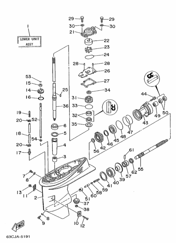 Редуктор & привод для Yamaha 50 M(E/D/T/H/O)S/L