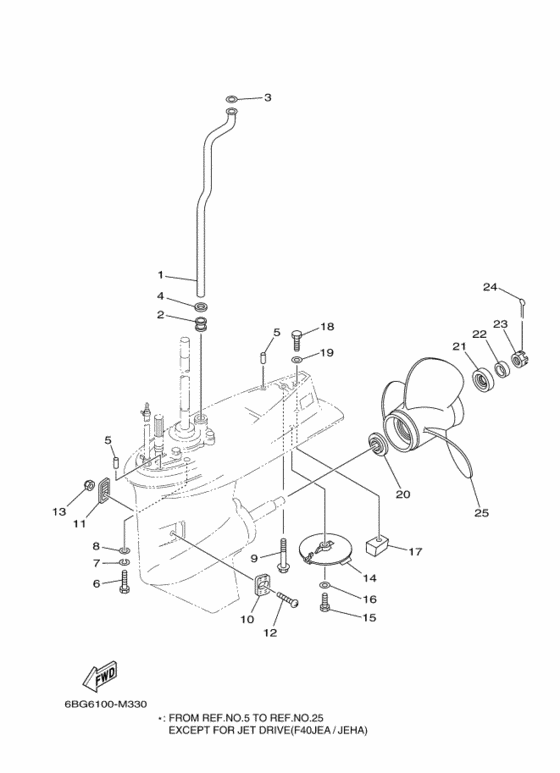 Корпус редуктора и привод 2 для Yamaha F40 E(H/D/T)S/L/X