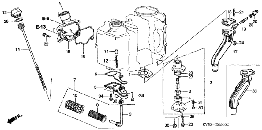 Масляный насос & Выхлопной патрубок (bf6b/bx/d6,bf8ax/b/bx) для Honda 8