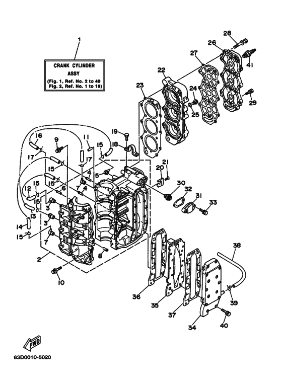 Цилиндр и картер для Yamaha 50 M(E/D/T/H/O)S/L