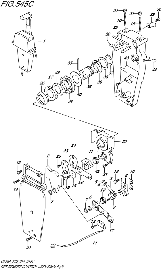 "опция: узел дистанционного управления ((2) (DF15A P03)) для Suzuki DF20A S/L; RS/L; T(H)S/L
