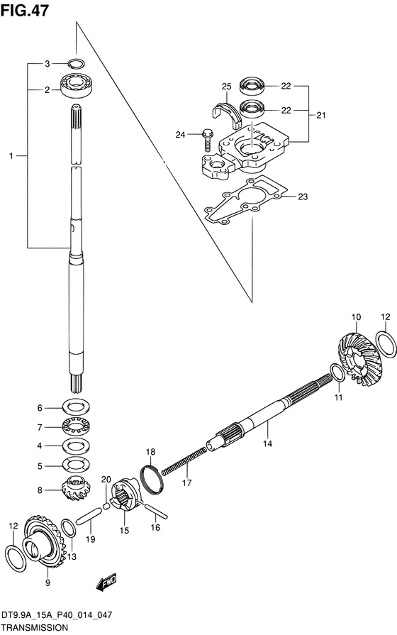 Трансмиссия ((DT15A P40)) для Suzuki DT9.9A S/L; KS/L