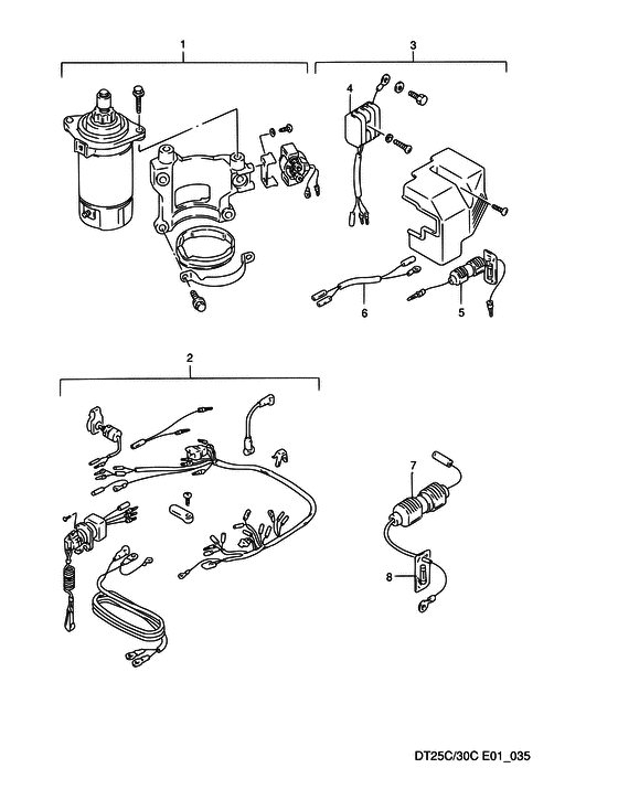 Опция: электрооборудование ((FOR MANUAL STARTER)(1)) для Suzuki DT30C S/L; RS/L