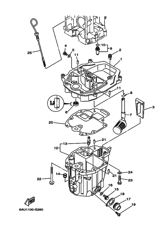 Масляный поддон для Yamaha F9.9 E/MHS/L