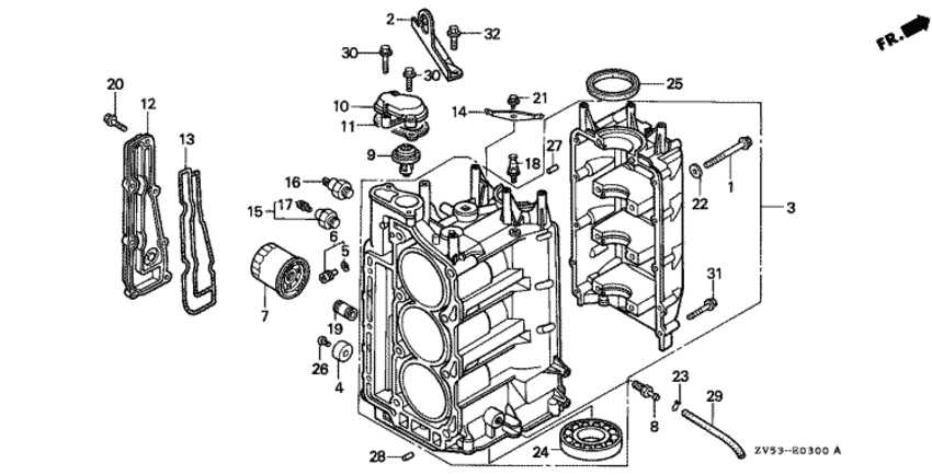 Блок цилиндров в сборе для Honda 40