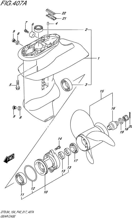 Редуктор для Suzuki DT15A S/L; KS/L