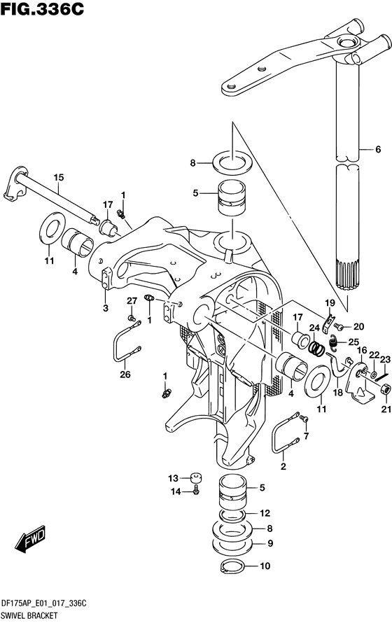 Поворотный кронштейн ((DF175AP E01)) для Suzuki DF175A PL/XL