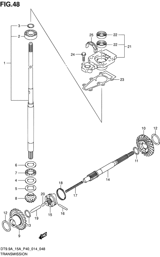 Трансмиссия ((DT15AK P36)) для Suzuki DT9.9A S/L; KS/L