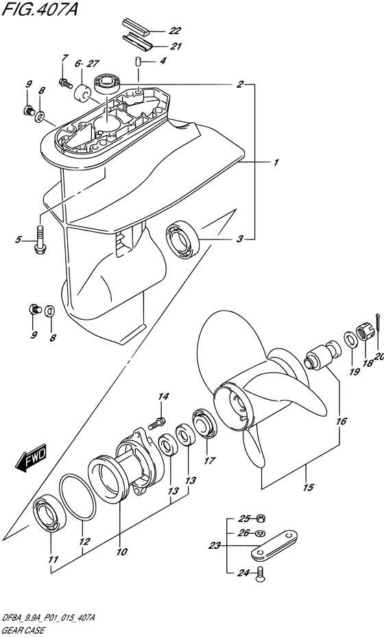 Редуктор для Suzuki DF9.9A S/L; ARS/L