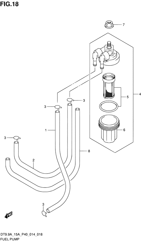 Топливный насос ((DT9.9A P40)) для Suzuki DT9.9A S/L; KS/L