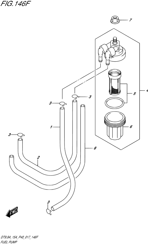 Топливный насос ((DT15A P40)) для Suzuki DT15A S/L; KS/L