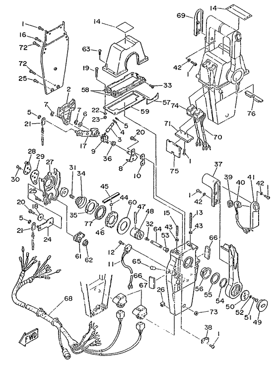 Пульт дистанционного управления в сборе 2 (704 TYPE) для Yamaha 115 ETOL/XL