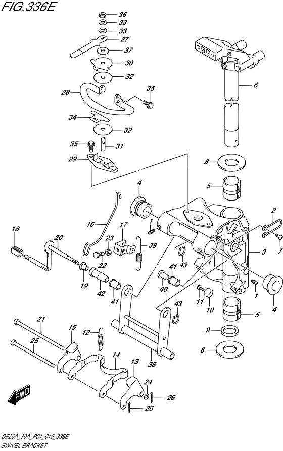 Поворотный кронштейн ((DF30A P40)) для Suzuki DF25A S/L; RS/L; TS/L; THS/L