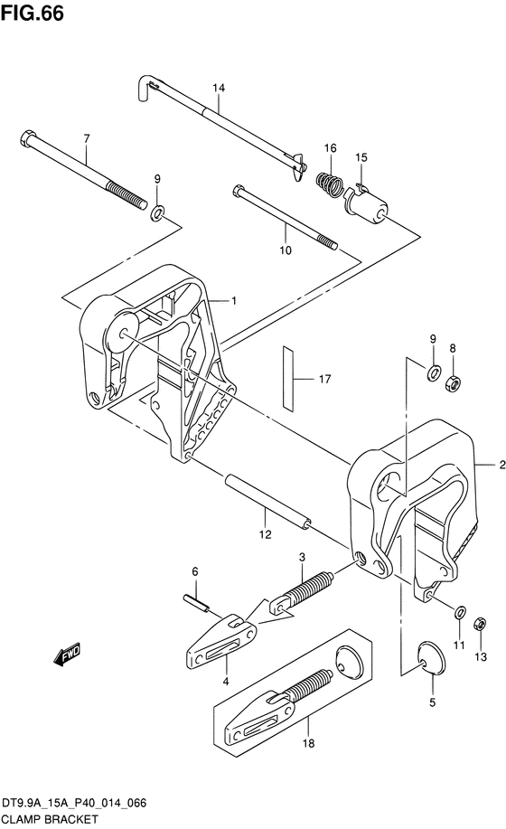 Зажимной кронштейн для Suzuki DT9.9A S/L; KS/L