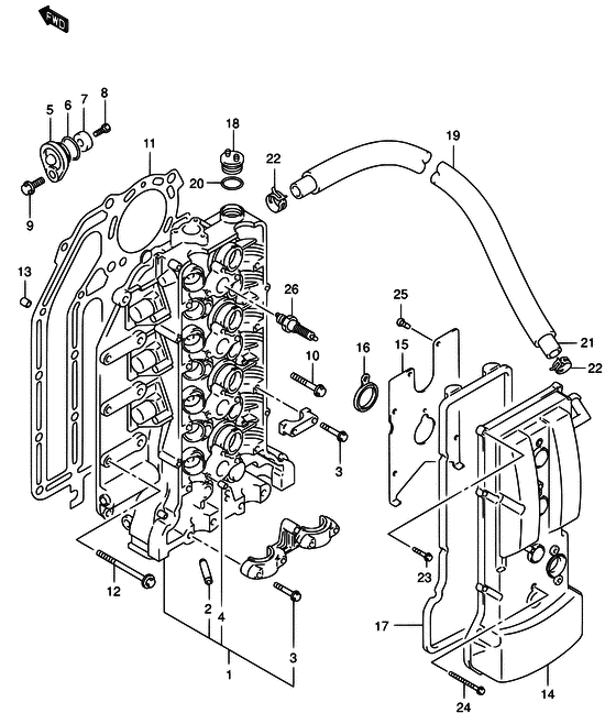 Головка цилиндра для Suzuki DF140 (Z)TL/X; W(Z)TL/X