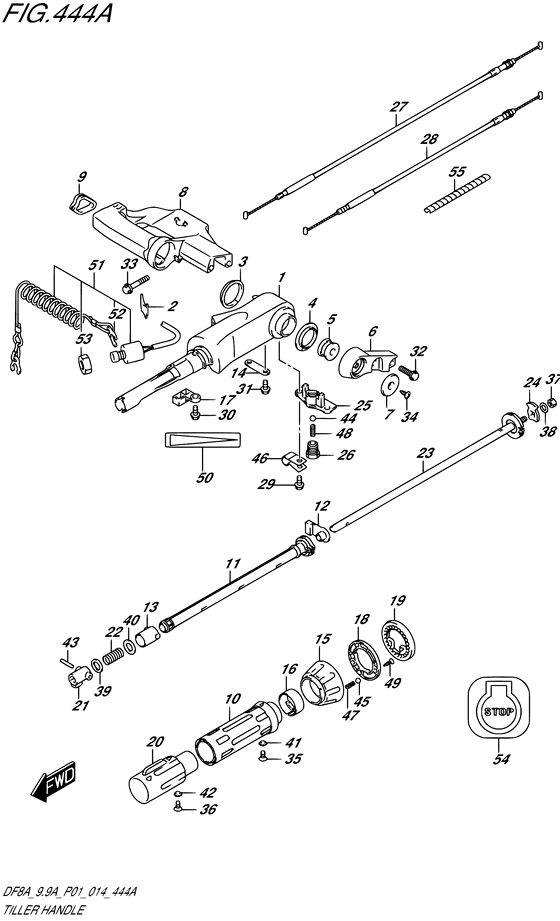 Румпель ((DF8A P01)) для Suzuki DF8A S/L; RS/L