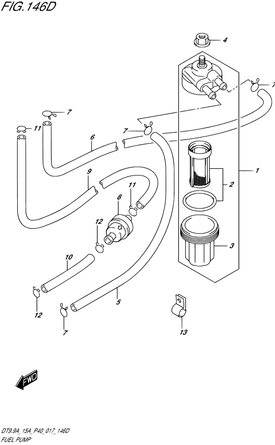 Топливный насос ((DT9.9AK P40)) для Suzuki DT15A S/L; KS/L