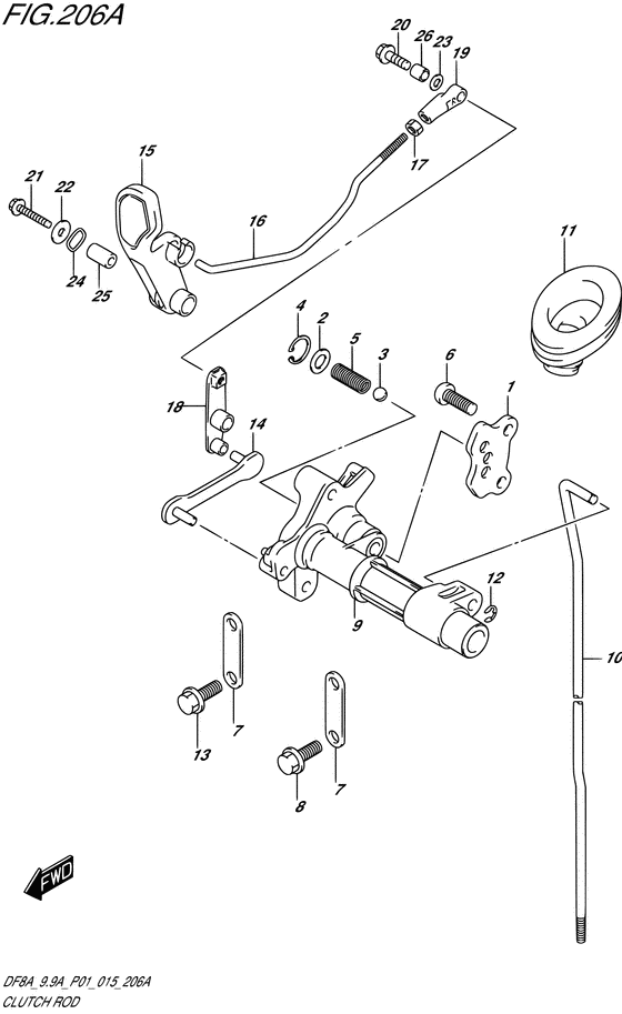 Тяга привода сцепления ((DF8A P01)) для Suzuki DF9.9A S/L; ARS/L
