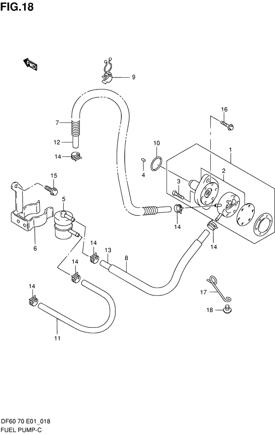 Топливный насос (NOTE : REFER TO FIG.18A(C-12) FOR MODEL:07~09) для Suzuki DF70 TL/X; WT(H)L/X