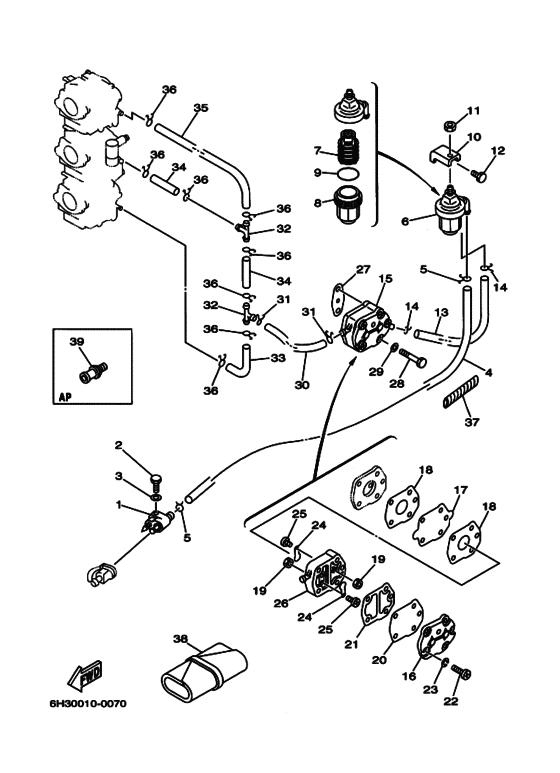 Топливный демпфер для Yamaha 60 ET(D)OL