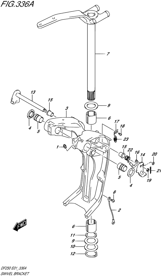 Поворотный кронштейн (NOTE : REFER TO FIG.336B(1-G-10) FOR DF200TL) для Suzuki DF250 (Z/T)X/XX