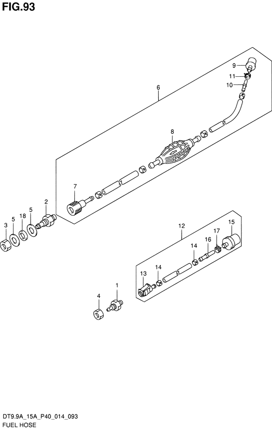 Топливный шланг ((DT9.9AK P36)) для Suzuki DT9.9A S/L; KS/L