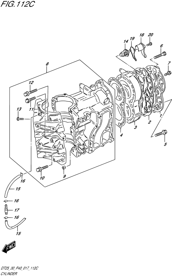 Цилиндр ((DT30R P40)) для Suzuki DT30 S/L; RS/L