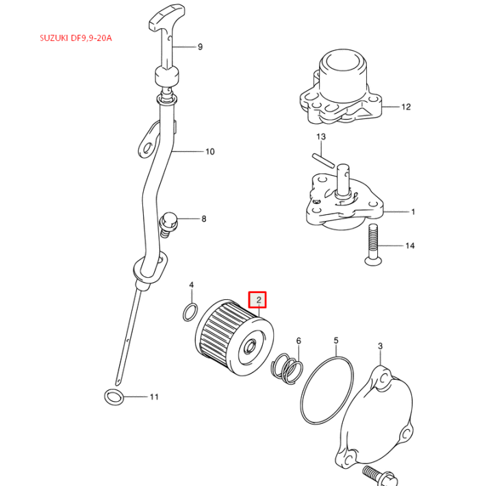 Фильтр масляный Suzuki DF9.9-15, DF8-20(A), DF9.9(B) (16510-45H10) (Osaka) 16510-45H10-TW